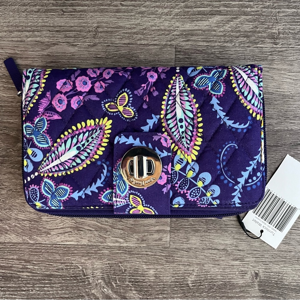 Vera Bradley Turnlock Wallet in Batik Leaves NWT